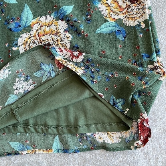 AS U Wish Womens Crepe green Floral Print Casual Dress size S - Picture 6 of 10